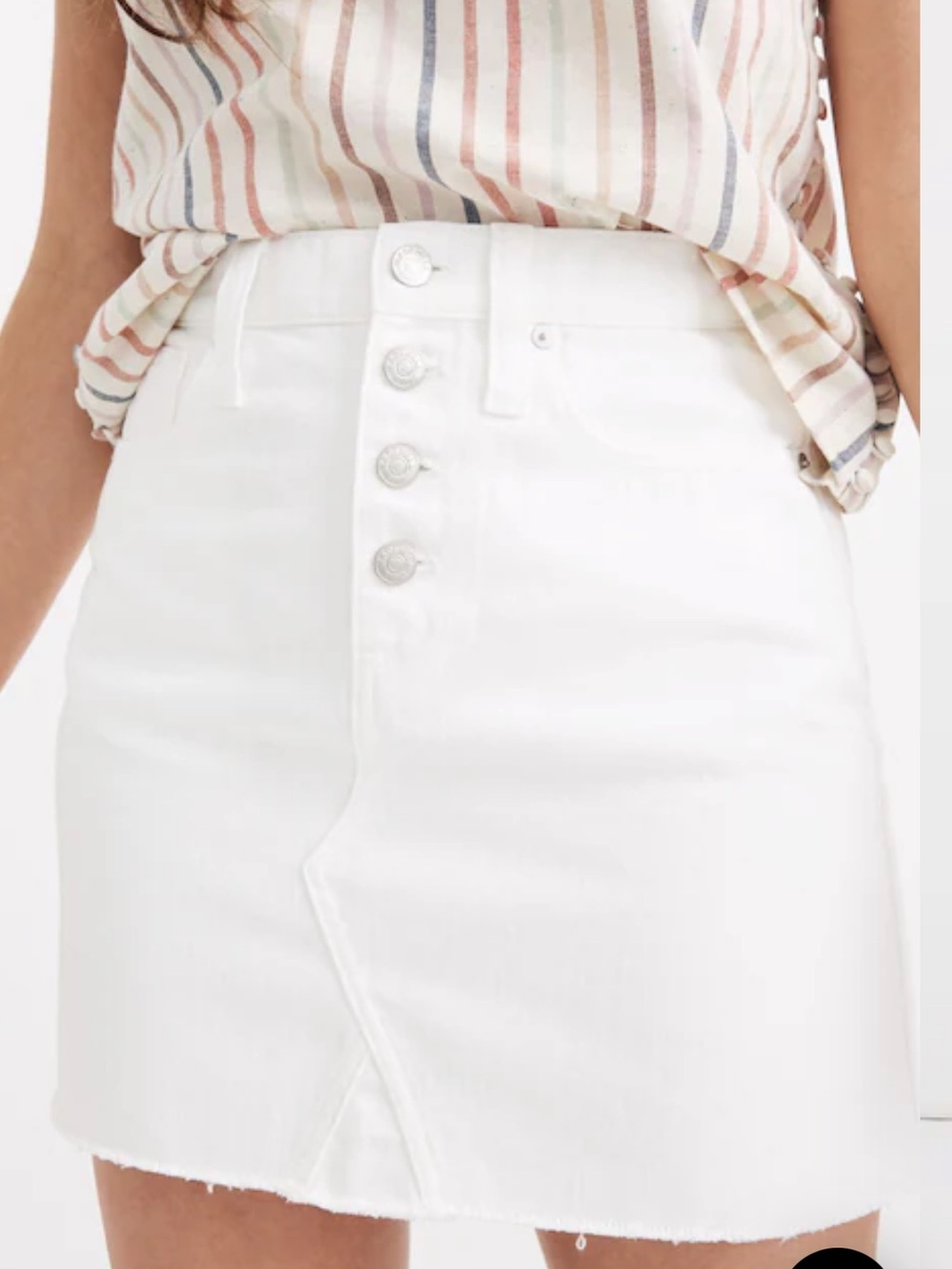Madewell Rigid Denim A-Line Mini Skirt in Tile White: Button-Front Edition